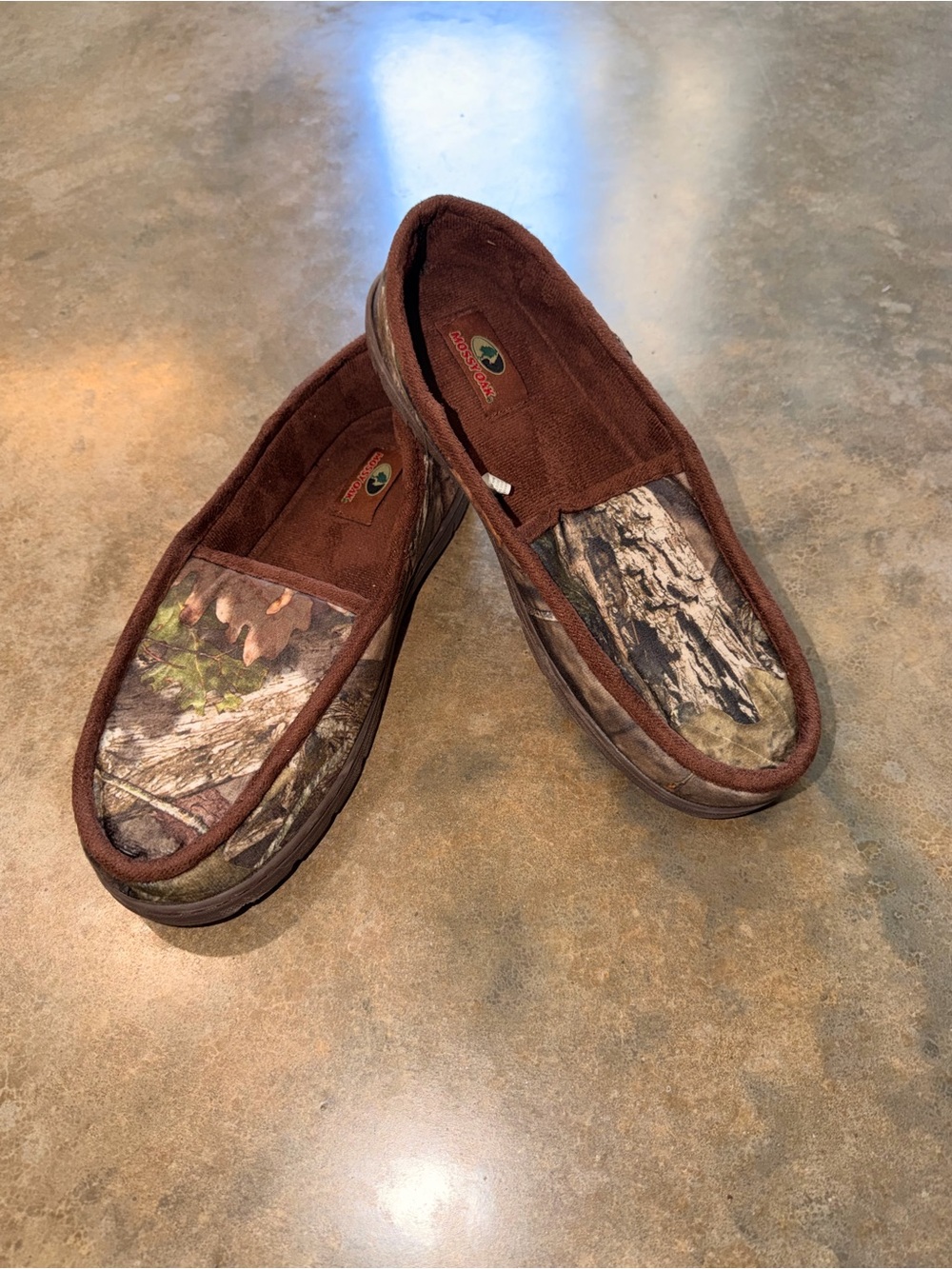 Mossy Oak Camo Slippers House Shoes Brown Cozy SlipOn Hunting Outdoor Size 9 10